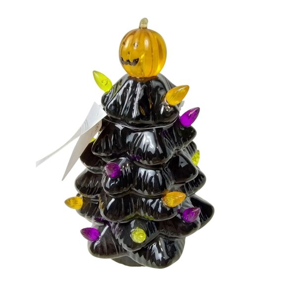 Vintage-Inspired Halloween Black Ceramic Tree With Pumpkin Topper - Picture 9 of 9